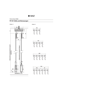 MHZ-Hachtel-Flächenvorhangschiene FV 10  2 3 4 5 6 Läufig weiß silber